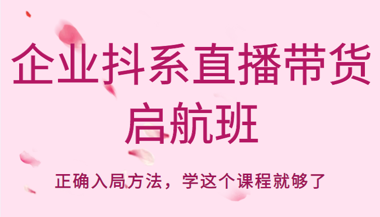 企业抖系直播带货启航班，正确入局方法，学这个课程就够了-汇课新知资源网