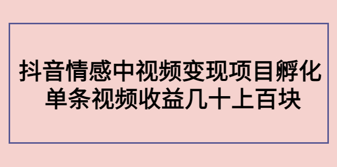 副业孵化营第5期：抖音情感中视频变现项目孵化 单条视频收益几十上百-汇课新知资源网
