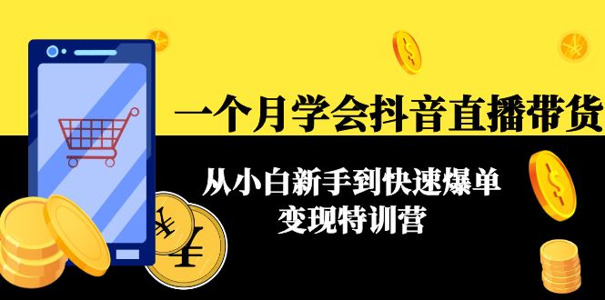 一个月学会抖音直播带货：从小白新手到快速爆单变现特训营(63节课)-汇课新知资源网