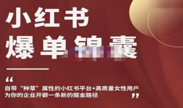 小红书爆单锦囊，自带种草属性+高质量女性用户，为你的企业开辟一条新的掘金路径-汇课新知资源网