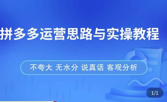 拼多多店铺运营思路与实操教程，快速学会拼多多开店和运营，少踩坑，多盈利-汇课新知资源网