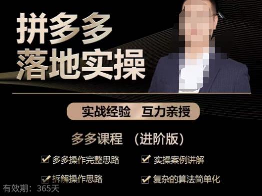 拼多多实战篇·落地实操：多多操作完整思路+实操案例讲解+拆解操作思路+复杂的算法简单化-汇课新知资源网