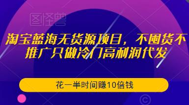 淘宝蓝海无货源项目，不囤货不推广只做冷门高利润代发，花一半时间赚10倍钱-汇课新知资源网