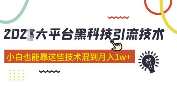 大平台黑科技引流技术，小白也能靠这些技术混到月入1w+(2022年的课程）-汇课新知资源网