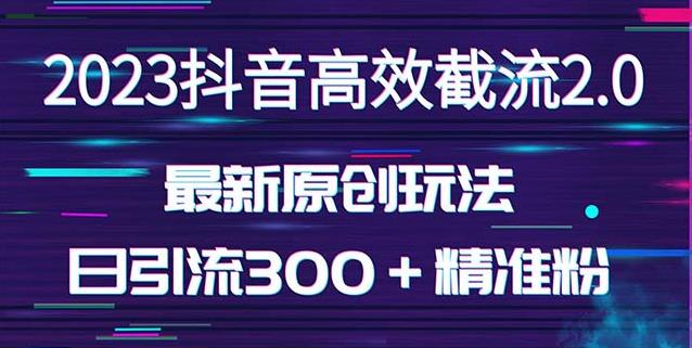 日引300＋创业粉，独家抖音高效截流2.0玩法（价值1280）-汇课新知资源网