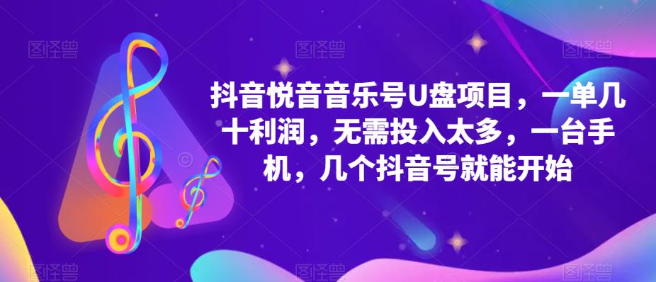 抖音音乐号U盘项目，一单几十利润，无需投入太多，一台手机，几个抖音号就能开始-汇课新知资源网