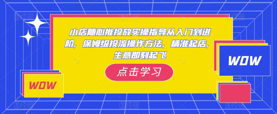 小店随心推投放实操指导从入门到进阶，保姆级投流操作方法，精准起店，生意即刻起飞-汇课新知资源网