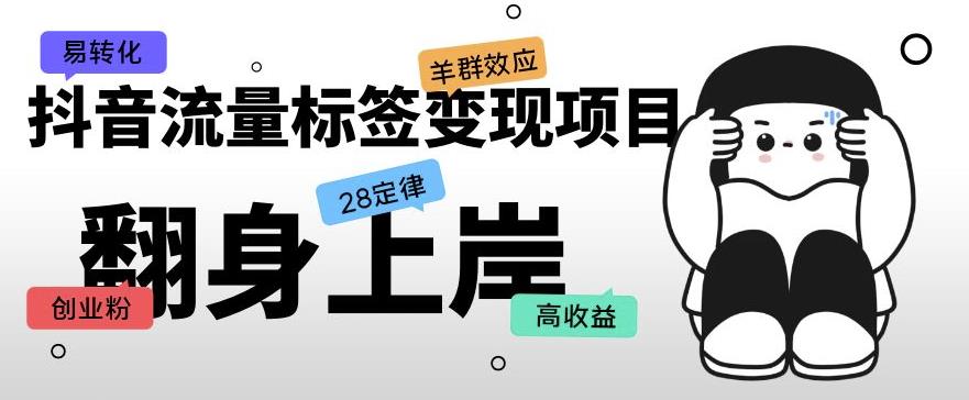 抖音流量标签变现项目，抖音创业粉轻松转化，单价高收益简单-汇课新知资源网