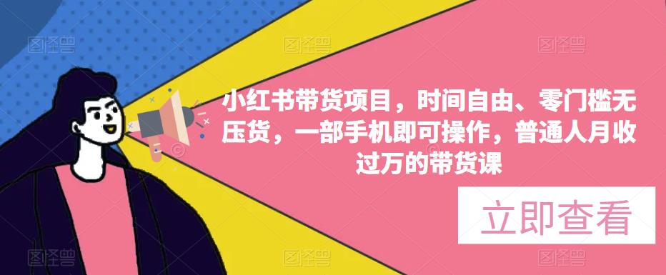 小红书带货项目，时间自由、零门槛无压货，一部手机即可操作，普通人月收过万的带货课-汇课新知资源网