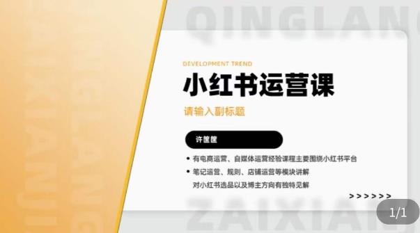 许筐筺·小红书运营课，​笔记运营、规则、店铺运营等模块讲解，学会自己独立运营小红书账号-汇课新知资源网