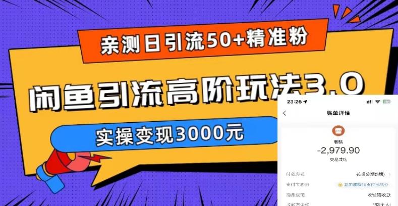 亲测日引50+精准粉，闲鱼引流高阶玩法3.0，实操变现3000元【揭秘】-汇课新知资源网