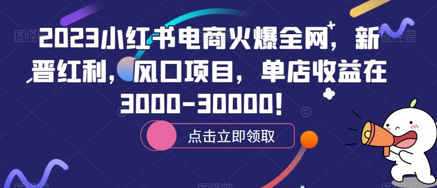 2023小红书电商火爆全网，新晋红利，风口项目，单店收益在3000-30000！-汇课新知资源网