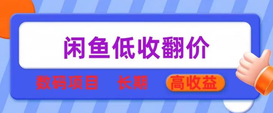 闲鱼低收翻价数码暴利项目，长期高收益【揭秘】-汇课新知资源网