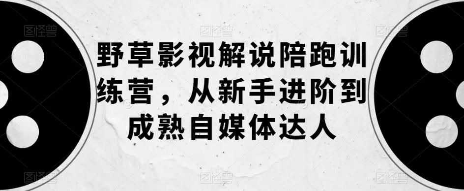 野草影视解说陪跑训练营，从新手进阶到成熟自媒体达人-汇课新知资源网