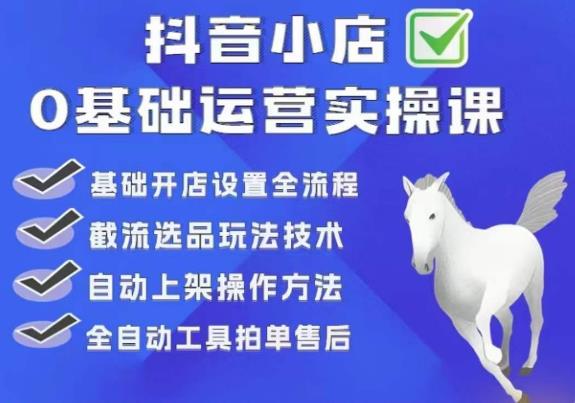 白马电商·0基础抖店运营实操课，基础开店设置全流程，截流选品玩法技术-汇课新知资源网