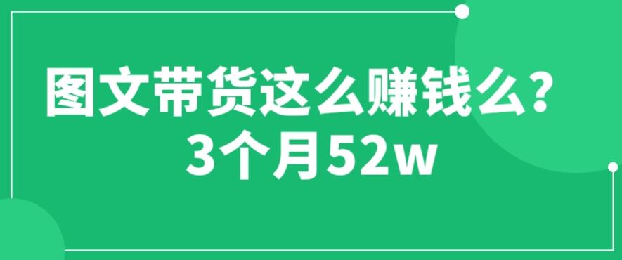 图文带货这么赚钱么? 3个月52W 图文带货运营加强课【揭秘】-汇课新知资源网