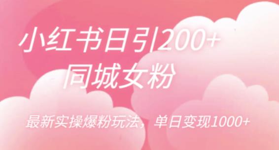 小红书日引200+同城女粉，最新实操爆粉玩法，单日变现1000+【揭秘】-汇课新知资源网