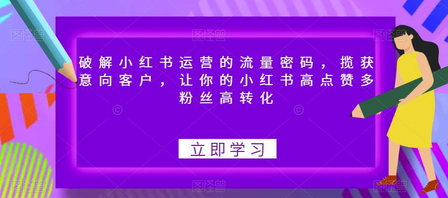 破解小红书运营的流量密码，揽获意向客户，让你的小红书高点赞多粉丝高转化-汇课新知资源网