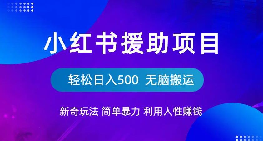 小红书援助项目新奇玩法，简单暴力，无脑搬运轻松日入500【揭秘】-汇课新知资源网