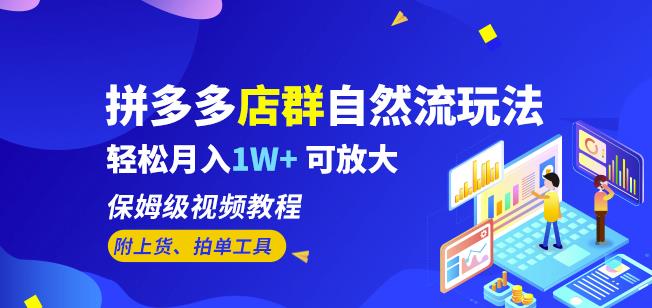 拼多多店群自然流玩法，轻松月入1W+保姆级视频教程（附上货、拍单工具）-汇课新知资源网