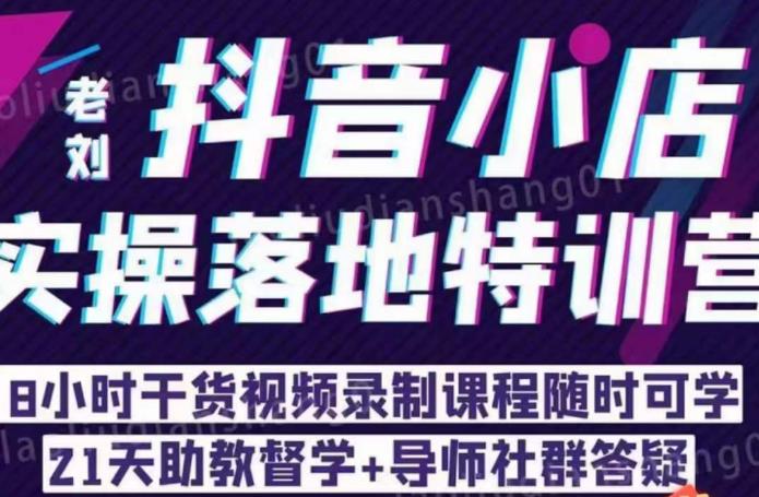 老刘·抖店商品卡流量，​抖音小店实操落地特训营，8小时干货视频录制课程随时可学-汇课新知资源网