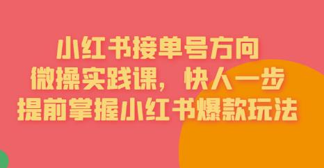 接单号方向·小红书微操实践课，快人一步，提前掌握小红书爆款玩法-汇课新知资源网