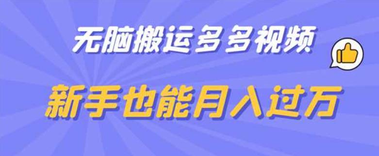 无脑搬运多多视频，新手也能月入过万【揭秘】-汇课新知资源网