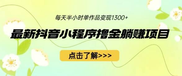 最新抖音小程序撸金躺赚项目，一部手机每天半小时，单个作品变现1300+【揭秘】-汇课新知资源网