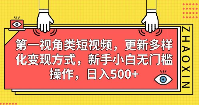 第一视角类短视频，更新多样化变现方式，新手小白无门槛操作，日入500+【揭秘】-汇课新知资源网