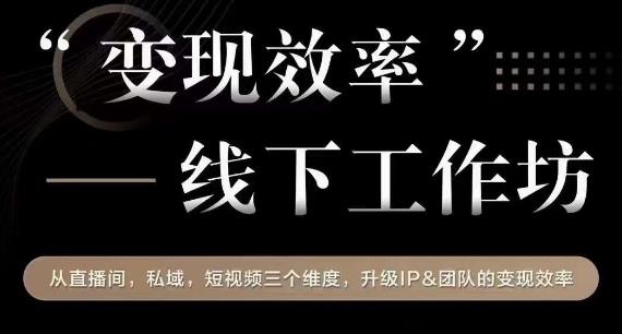 变现效率线下工作坊，从‮播直‬间、私域、‮视短‬频‮个三‬维度，升级IP和团队变现效率-汇课新知资源网