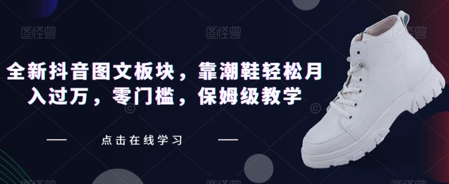 全新抖音图文板块，靠潮鞋轻松月入过万，零门槛，保姆级教学【揭秘】-汇课新知资源网