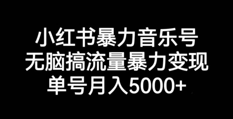 小红书暴力音乐号，无脑搞流量暴力变现，单号月入5000+-汇课新知资源网