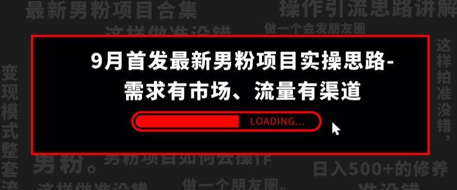 9月首发最新男粉项目实操思路-需求有市场，流量有渠道【揭秘】-汇课新知资源网