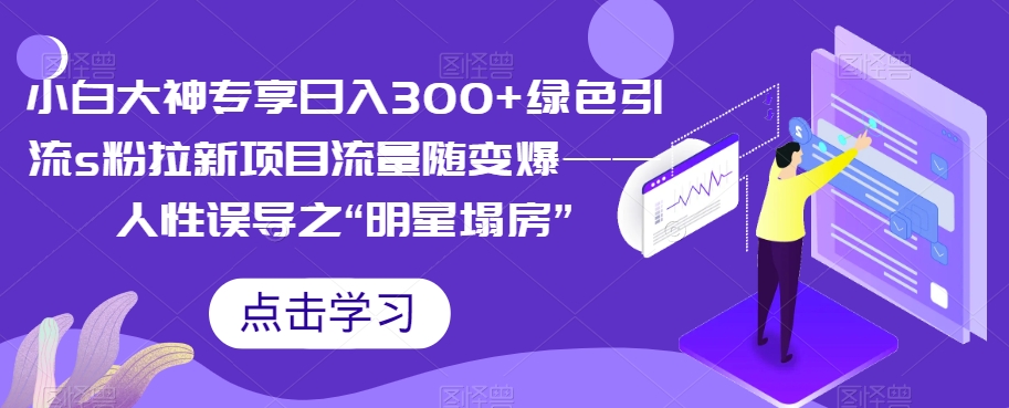 小白大神专享日入300+绿色引流s粉拉新项目流量随变爆——人性误导之“明星塌房”-汇课新知资源网