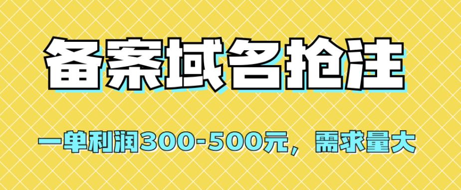 【全网首发】备案域名抢注，一单利润300-500元，需求量大-汇课新知资源网