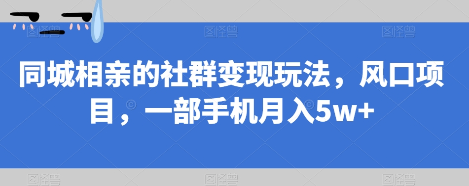 同城相亲的社群变现玩法，风口项目，一部手机月入5w+【揭秘】-汇课新知资源网