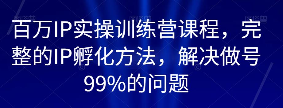 百万IP实操训练营课程，完整的IP孵化方法，解决做号99%的问题-汇课新知资源网