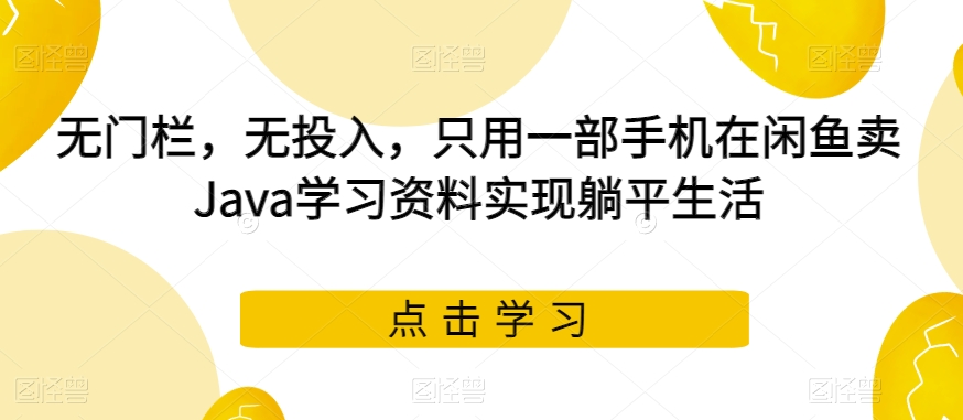 无门栏，无投入，只用一部手机在闲鱼卖Java学习资料实现躺平生活【揭秘】-汇课新知资源网