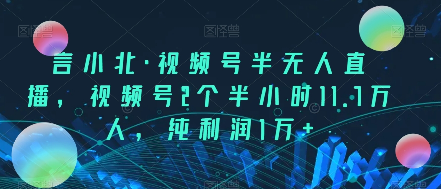 言小北·视频号半无人直播，视频号2个半小时11.7万人，纯利润1万+-汇课新知资源网