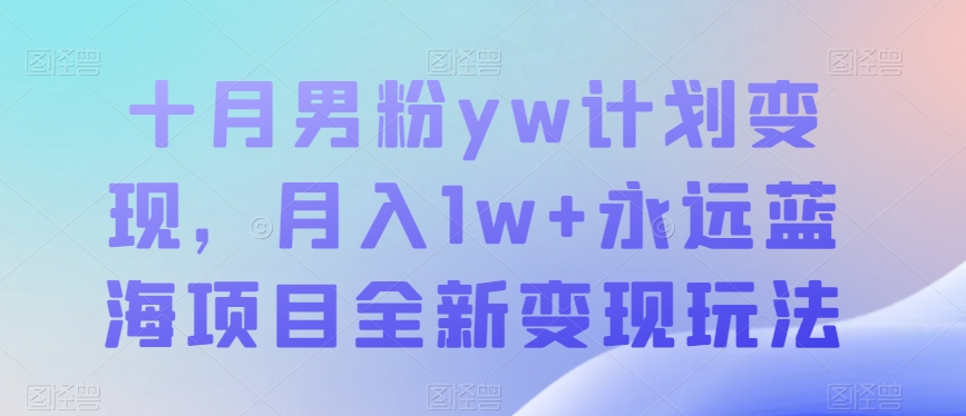 十月男粉yw计划变现，月入1w+永远蓝海项目全新变现玩法【揭秘】-汇课新知资源网