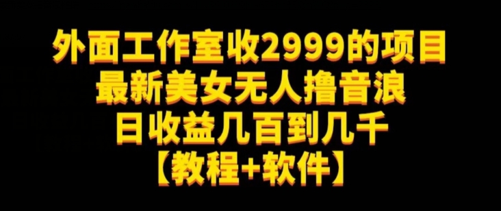 外面工作室收2999的项目最新美女无人撸音浪日收益几百到几千【教程+软件】（仅揭秘）-汇课新知资源网