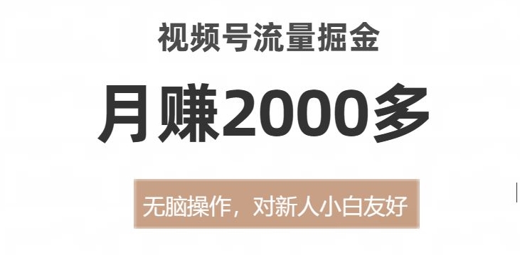 视频号流量掘金，无脑操作，对新人小白友好，月赚2000多【揭秘】-汇课新知资源网