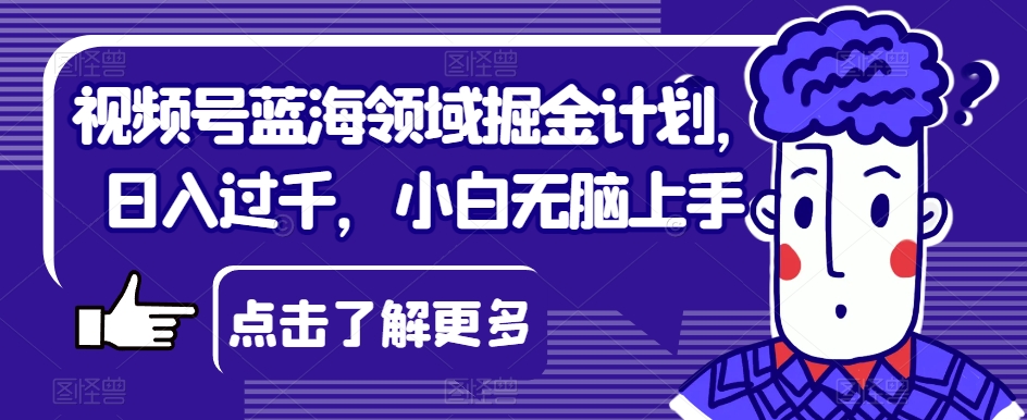 视频号蓝海领域掘金计划，日入过千，小白无脑上手【揭秘】-汇课新知资源网
