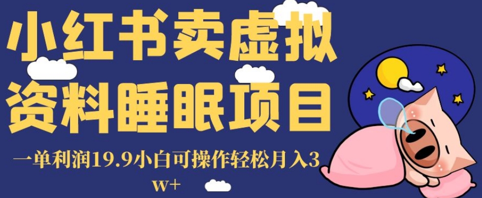 小红书卖虚拟资料睡眠项目，一单利润19.9小白可操作轻松月入3w+【揭秘】-汇课新知资源网