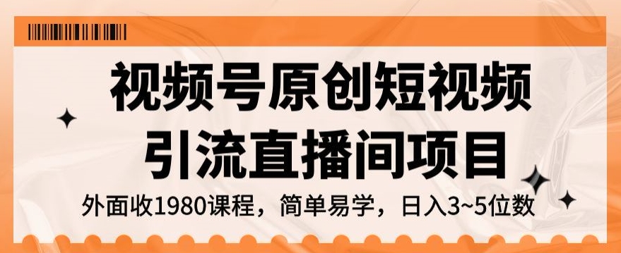 视频号原创短视频引流直播间项目，日入3~5五位数【揭秘】-汇课新知资源网
