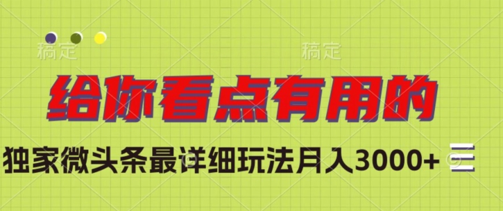 独家微头条最详细玩法，月入3000+【揭秘】-汇课新知资源网