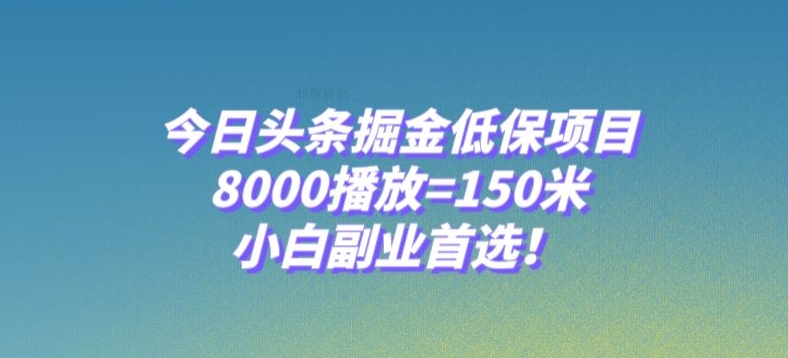 今日头条掘金低保项目，8000播放=150米，小白副业首选【揭秘】-汇课新知资源网