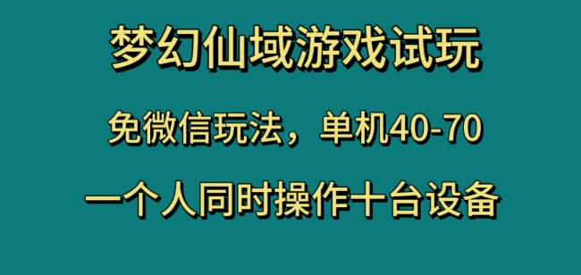 梦幻仙域游戏试玩，免微信玩法，单机40-70，一个人同时操作十台设备【揭秘】-汇课新知资源网