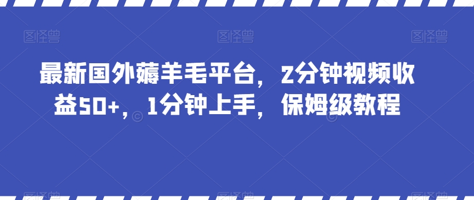 最新国外薅羊毛平台，2分钟视频收益50+，1分钟上手，保姆级教程【揭秘】-汇课新知资源网
