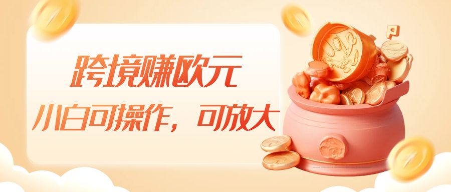 跨境赚欧元，一个窗口一天5-10+，小白可操作，可无脑放大-汇课新知资源网
